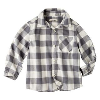 Cherokee Infant Toddler Boys Plaid Button Down Shirt   Gray 5T