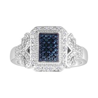 1/10 CT. T.W. White and Color Enhanced Blue Diamond Ring, Womens