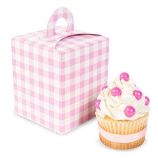 Light Pink Gingham Cupcake Boxes