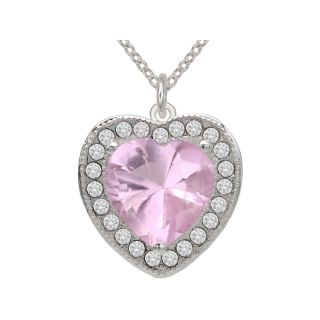Bridge Jewelry Pure Silver Plated Pink Heart Crystal Pendant