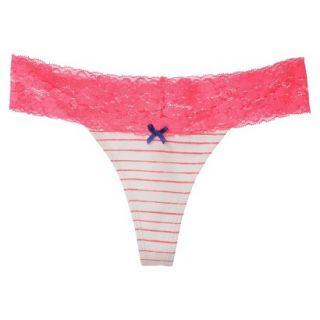 Xhilaration Juniors Wide Lace Thong   Primo Pink Stripe XL