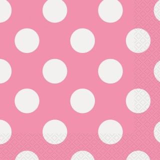 Pink and White Dots Lunch Napkins (16)