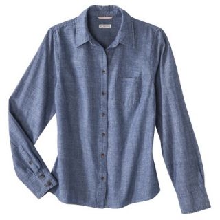 Merona Petites Long Sleeve Chambray Shirt   Blue XXLP