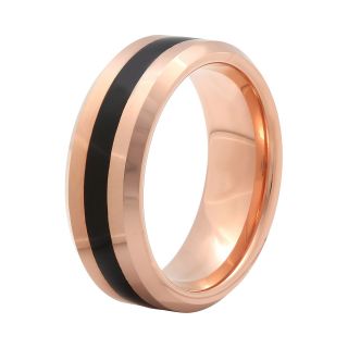 Mens 8mm Comfort Fit Ion Plated Tungsten Wedding Band, Rose