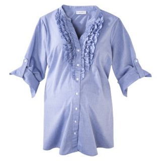 Liz Lange for Target Maternity 3/4 Sleeve Ruffled Shirt   Blue XS
