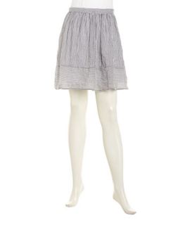 Costanza Striped Voile Skirt, Gray/White