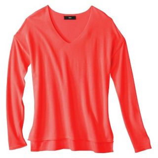 Mossimo Petites Long Sleeve V Neck Pullover Sweater   Red SP