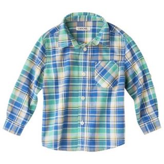 Cherokee Infant Toddler Boys Plaid Button Down Shirt   Blue 24 M