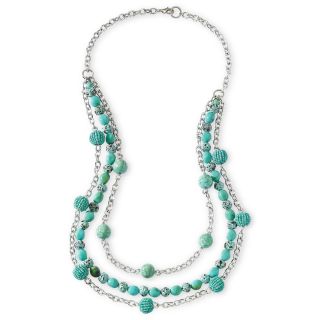 Aris by Treska 3 Row Long Necklace 36 1/2, Turquoise