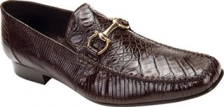 Mens Belvedere Italo   Brown Crocodile/Lizard Moc Toe Shoes