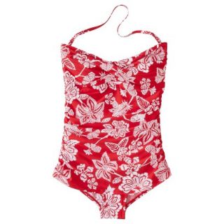 Clean Water Womens 1 Piece Floral Swimsuit  Red L
