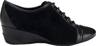 Womens Rockport truLinda Lace Up Wedge   Black Full Grain Leather/Suede Heels