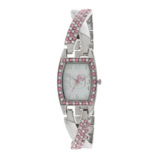 Hello Kitty Pink Crystal Crisscross Watch, Womens