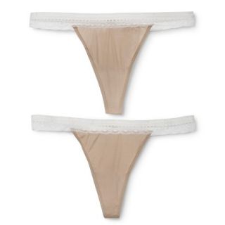 Gilligan & OMalley Womens 2 Pack Micro Lace Thong   Mochaccino XL