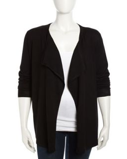 Open Front Stretch Knit Cardigan, Black, Womens
