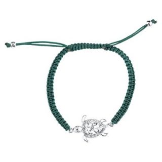 Silver Plated Turtle Bead Wrap Bracelet   Green