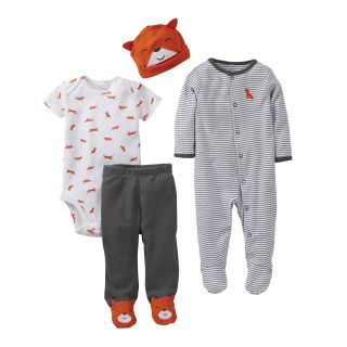 Carters Fox 4 pc. Layette Set   Boys newborn 9m, Gray, Gray, Boys