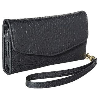 Merona Snake Texture Cell Phone Wallet with Removable Wristlet Strap   Black