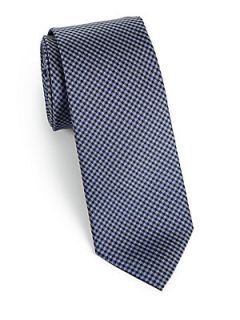  Collection Gingham Print Silk Tie