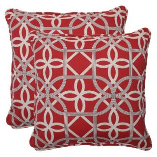 Outdoor 2 Piece Square Throw Pillow Set   Red/Brown Keene