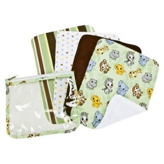 5 Pc. Burp Cloths and Pouch Set  Chibi Zoo by Lab