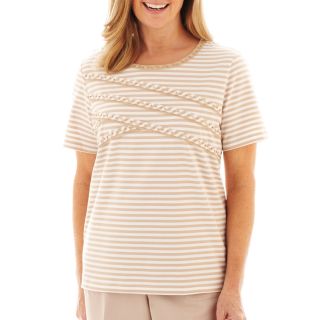 Alfred Dunner Tuscan Sunset Spliced Striped Knit Top, Tan, Womens