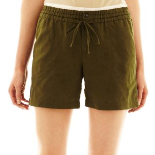 LIZ CLAIBORNE Linen Shorts, Tuscan Olive, Womens