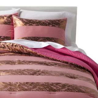 Xhilaration Distressed Stripe Comforter Set   Pink (Full/Queen)