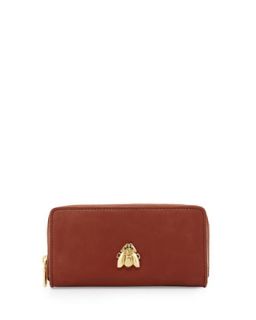 Large Faux Leather Scarab Wallet, Brown