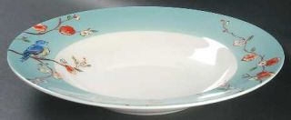 Home Spring Song Large Rim Soup Bowl, Fine China Dinnerware   Birds,Floral Branc