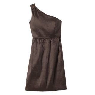 Womens Plus Size One Shoulder Shantung Dress   Brown   28W