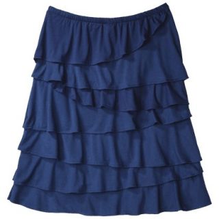 Merona Womens Knit Ruffle Skirt   Waterloo Blue   M