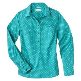 Merona Womens Popover Favorite Shirt   Turquoise Print   XS
