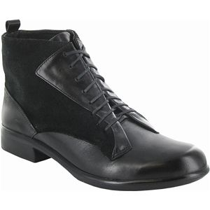 Naot Womens Mistral Black Madras Black Suede Shinny Black Shoes, Size 37 M   26021 N1S