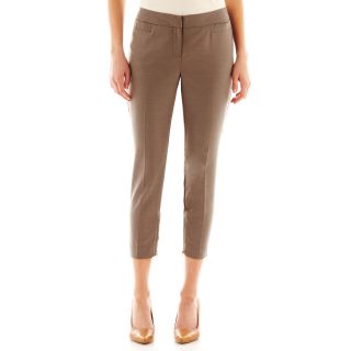 Worthington Ankle Zip Cropped Pants, Brown, Womens