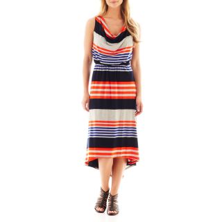Alyx Sleeveless Striped High Low Maxi Dress, Orange