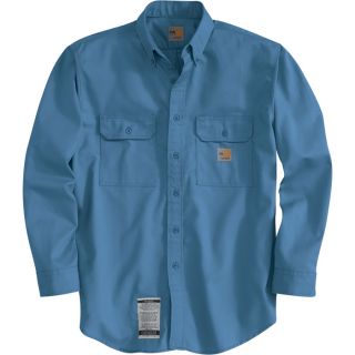 Carhartt Flame Resistant Twill Shirt with Pocket Flap   Blue, Medium, Regular