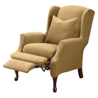Sure Fit Stretch Pique Wing Recliner Slipcover   Antique Gold