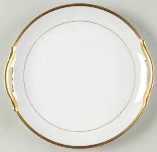 Noritake Chaumont, The Handled Cake Plate, Fine China Dinnerware   Wide Gold Tri