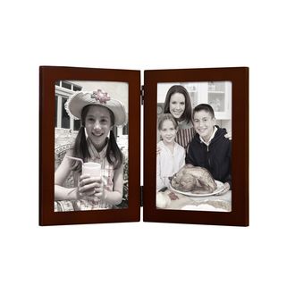 Adeco Adeco 5x7 Walnut Wood Folding Picture Photo Frame Brown Size 5x7