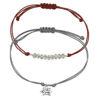 Sterling Silver Adjustable Turtle Bracelet   Grey/Red