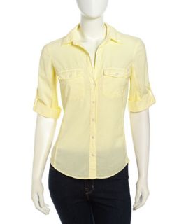 Long Sleeve Contrast Poplin Shirt, Oz