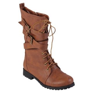Womens Journee Collection Wrap Buckle Detail Combat Boots   Camel 6