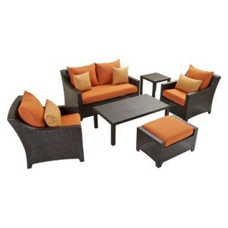 Deco 6 Piece Wicker Patio Conversation Furniture Set   Orange
