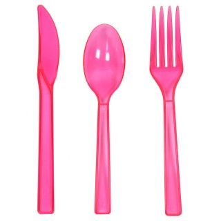 Neon Pink Plastic Cutlery