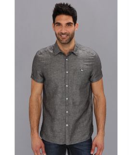 Kenneth Cole Sportswear Short Sleeve Dot Print Chambray Shirt Mens Short Sleeve Button Up (Black)