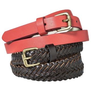 Mossimo Supply Co. Two Pack Skinny Belt   Brown/Coral S
