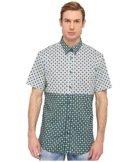 Just Cavalli Geometric Diamond Slim Fit Short Sleeve Shirt Mens Clothing (Blue)