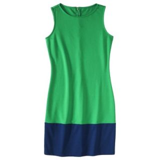 Merona Womens Ponte Color Block Hem Dress   Green/Blue   S