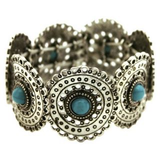 Womens Fashion Stretch Bracelet   Silver/Turquoise